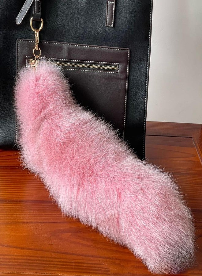 Tiuredx Faux Fur Fox Tail KeyChain for Women Therian Costume Cosplay Handbag Fashion Charm Wolf Tail Keychain Gift for Party (Pink) - Image 2